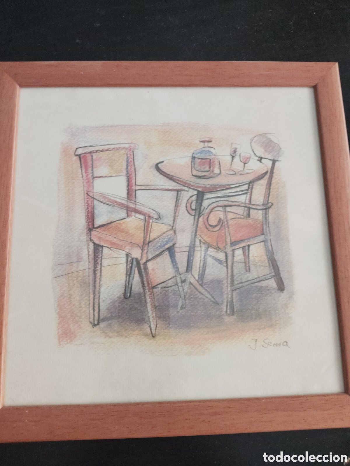 Otros objetos de arte: Cuadro J.Serra Obra Original en marco de madera - Foto 1