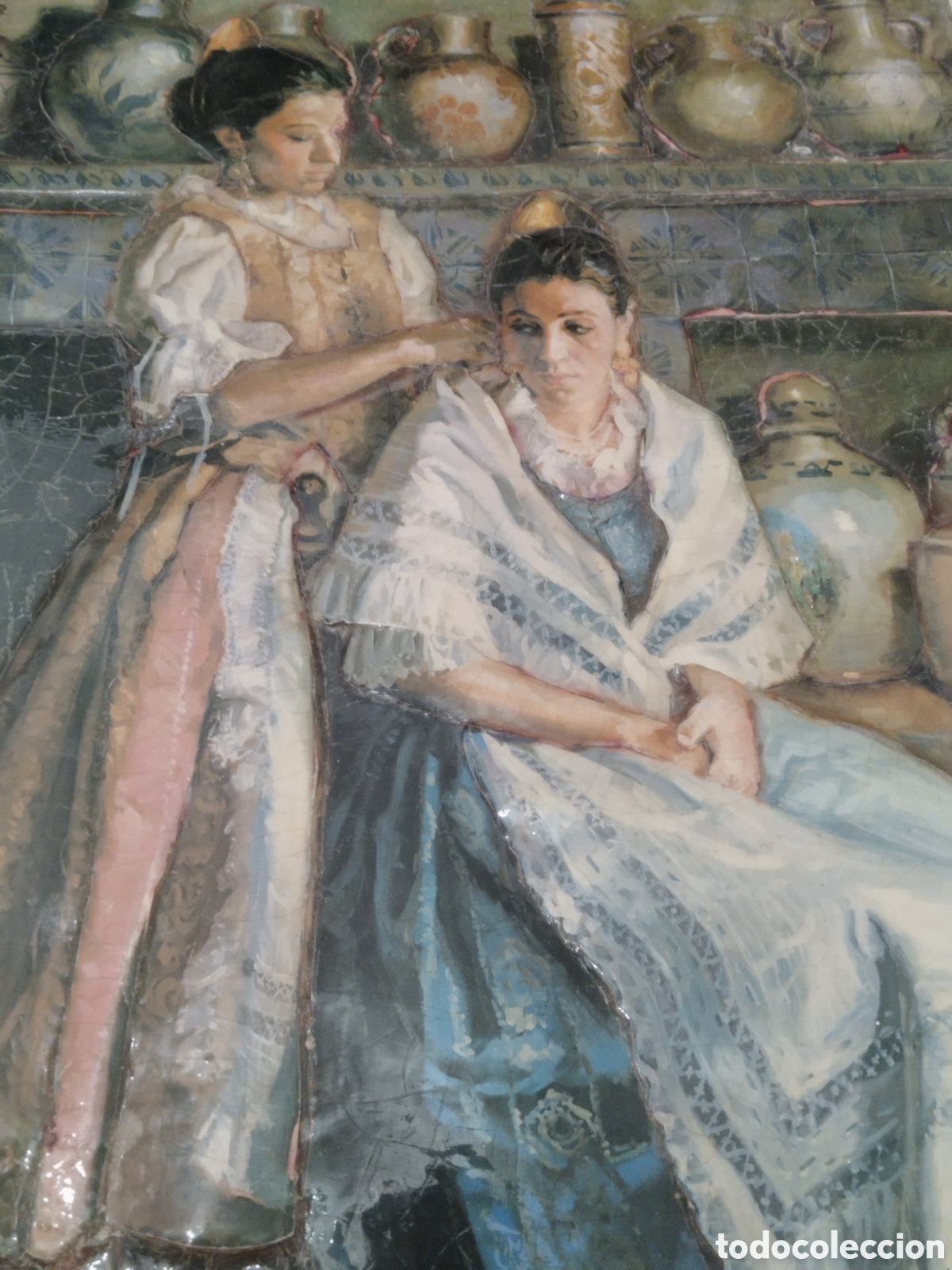 Otros objetos de arte: FALLERAS DE VALENCIA SOBR&Eacute; MADERA EN RELIEVE 40x30 cm - Foto 3