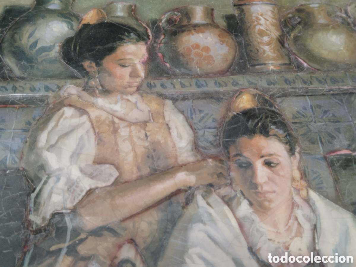 Otros objetos de arte: FALLERAS DE VALENCIA SOBR&Eacute; MADERA EN RELIEVE 40x30 cm - Foto 4