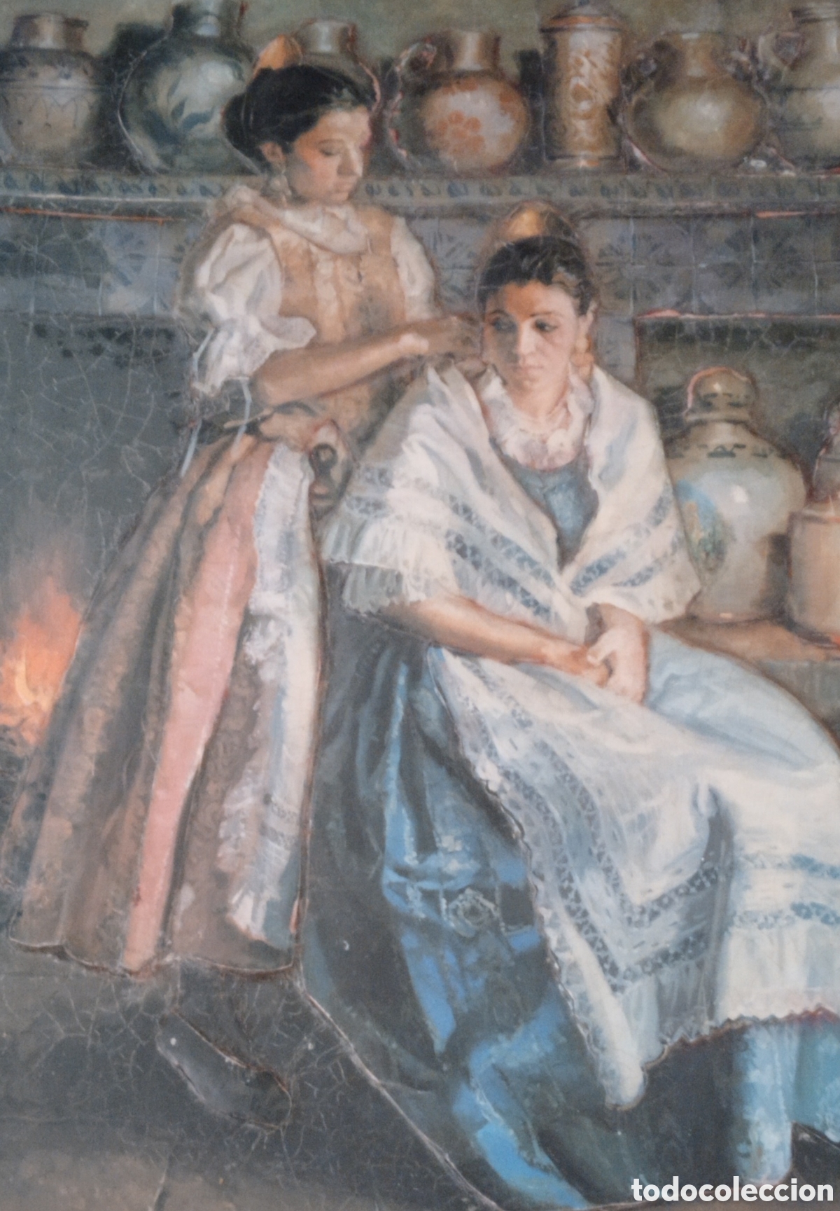 Otros objetos de arte: FALLERAS DE VALENCIA SOBR&Eacute; MADERA EN RELIEVE 40x30 cm - Foto 1