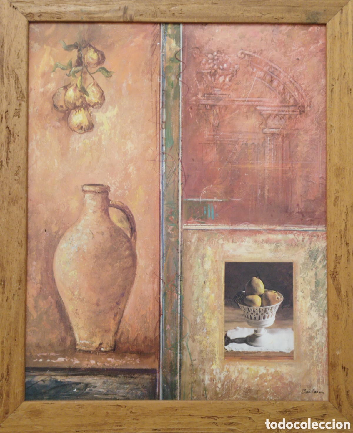 Otros objetos de arte: BODEG&Oacute;N EN MADERA CON FIRMA 57x47 cm - Foto 1