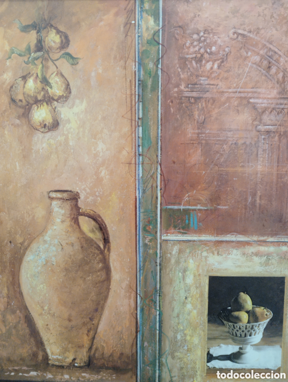 Otros objetos de arte: BODEG&Oacute;N EN MADERA CON FIRMA 57x47 cm - Foto 2