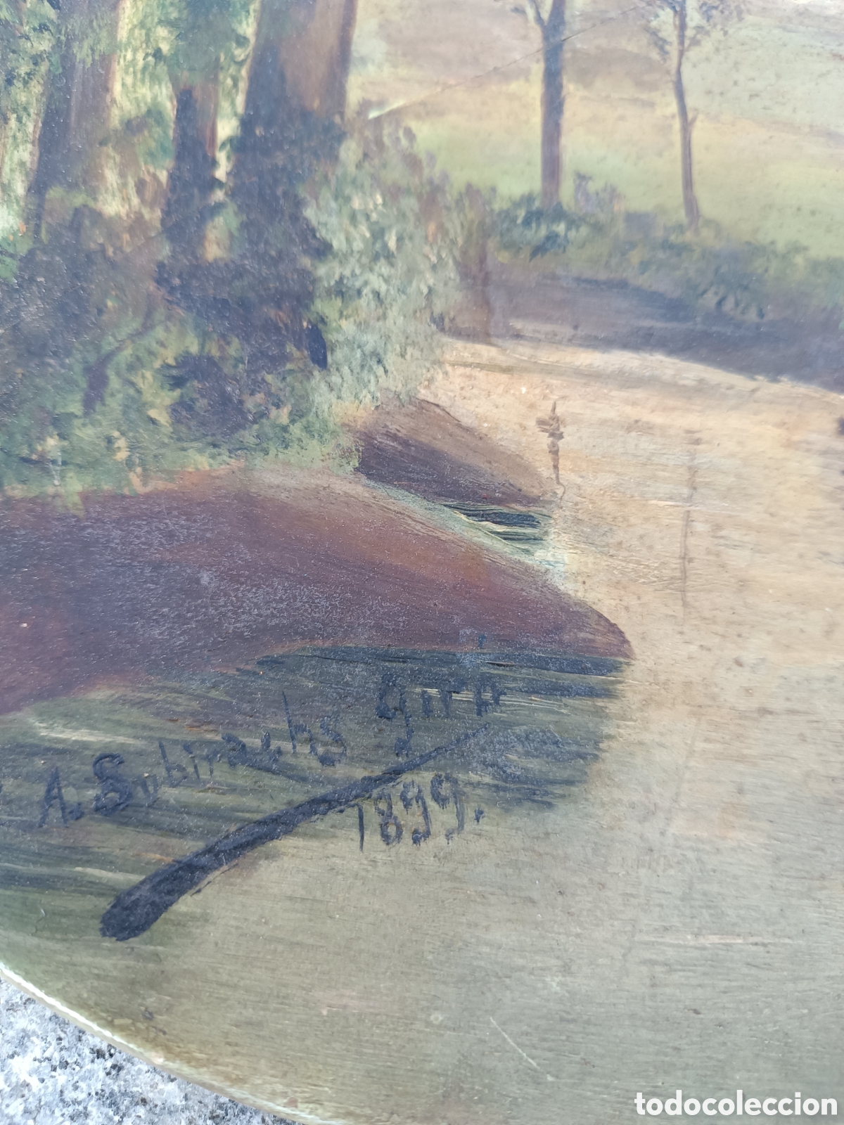 Otros objetos de arte: Plato pintado al oleo 1899 - Foto 4