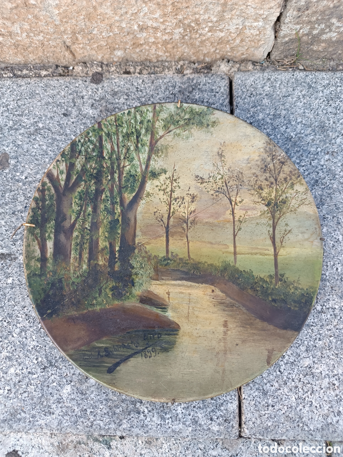 Otros objetos de arte: Plato pintado al oleo 1899 - Foto 1
