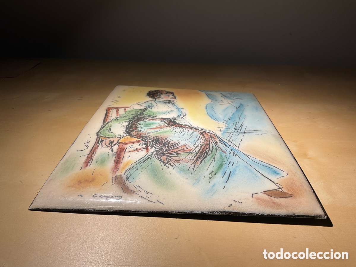 Otros objetos de arte: Ramon Casas placa metalica esmaltada - Foto 6