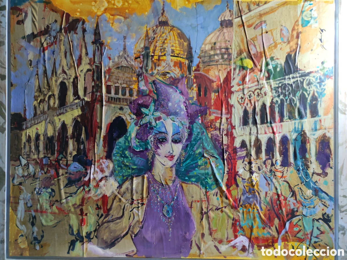 Otros objetos de arte: Carnaval de Venecia t&eacute;cnica mixta sobre lienzo. - Foto 2