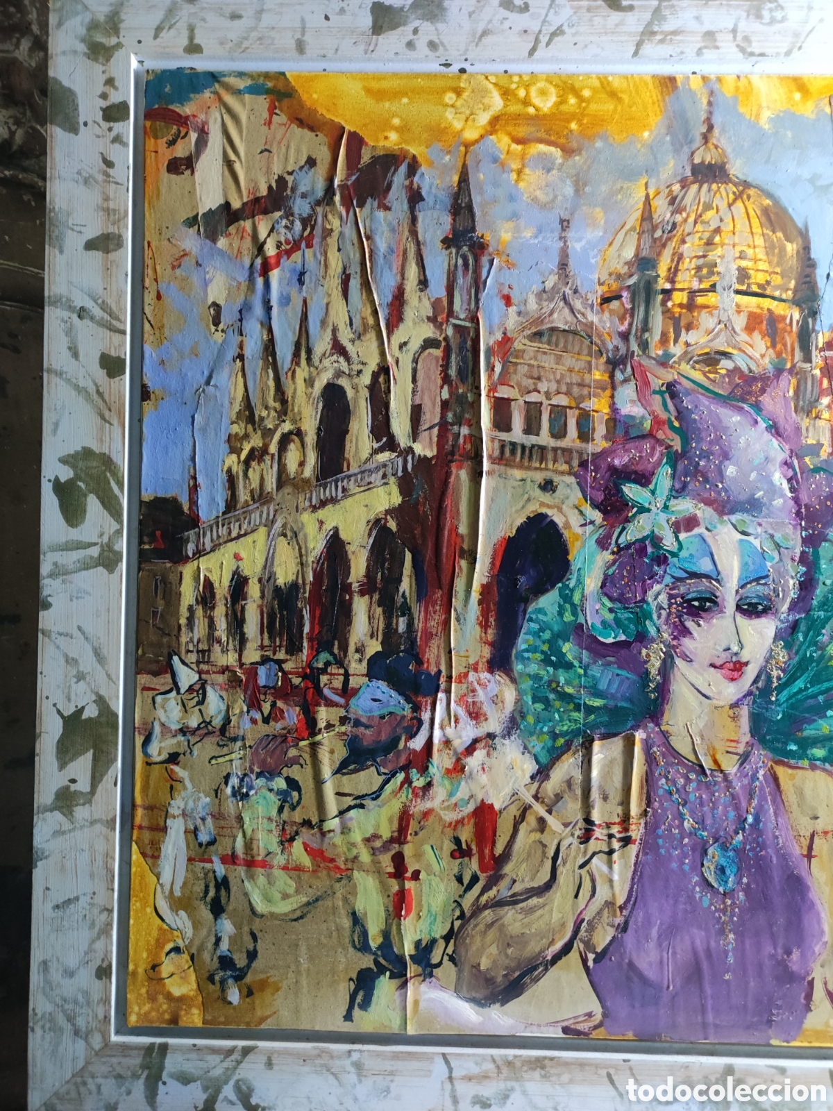 Otros objetos de arte: Carnaval de Venecia t&eacute;cnica mixta sobre lienzo. - Foto 3