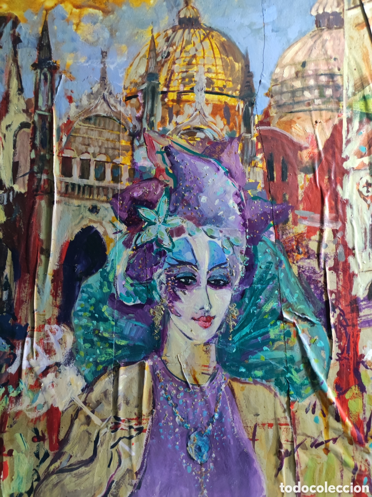 Otros objetos de arte: Carnaval de Venecia t&eacute;cnica mixta sobre lienzo. - Foto 5