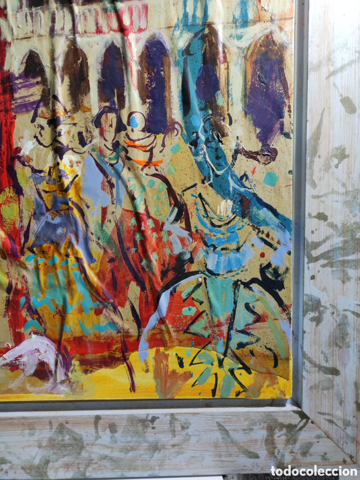 Otros objetos de arte: Carnaval de Venecia t&eacute;cnica mixta sobre lienzo. - Foto 6