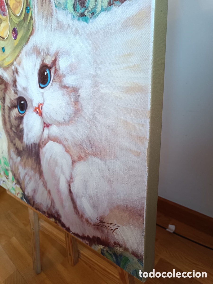 Otros objetos de arte: Cuadro de gato en tela - Foto 4