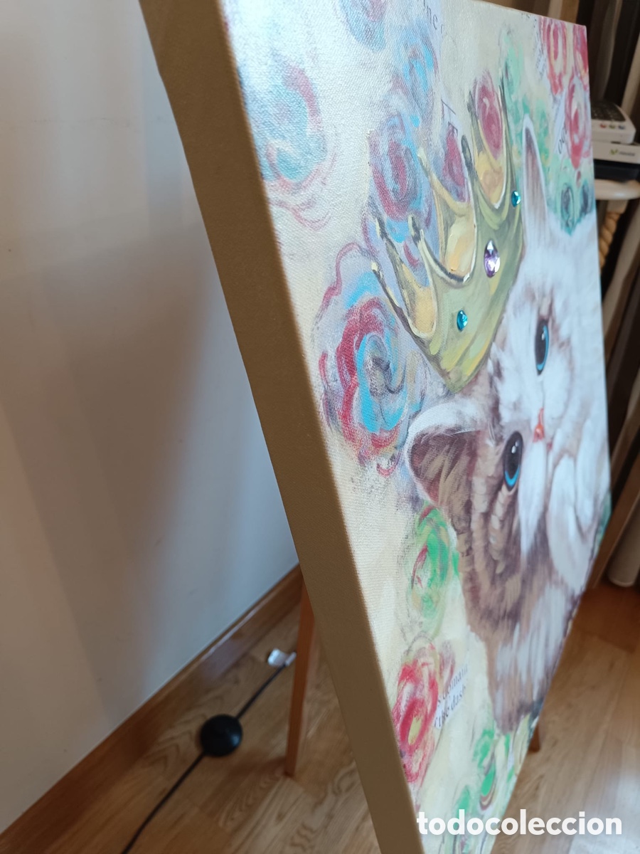 Otros objetos de arte: Cuadro de gato en tela - Foto 5