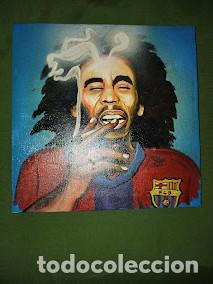 Otros objetos de arte: CUADRO BLAUGRANA BOB MARLEY 30X30 CM. - Foto 1