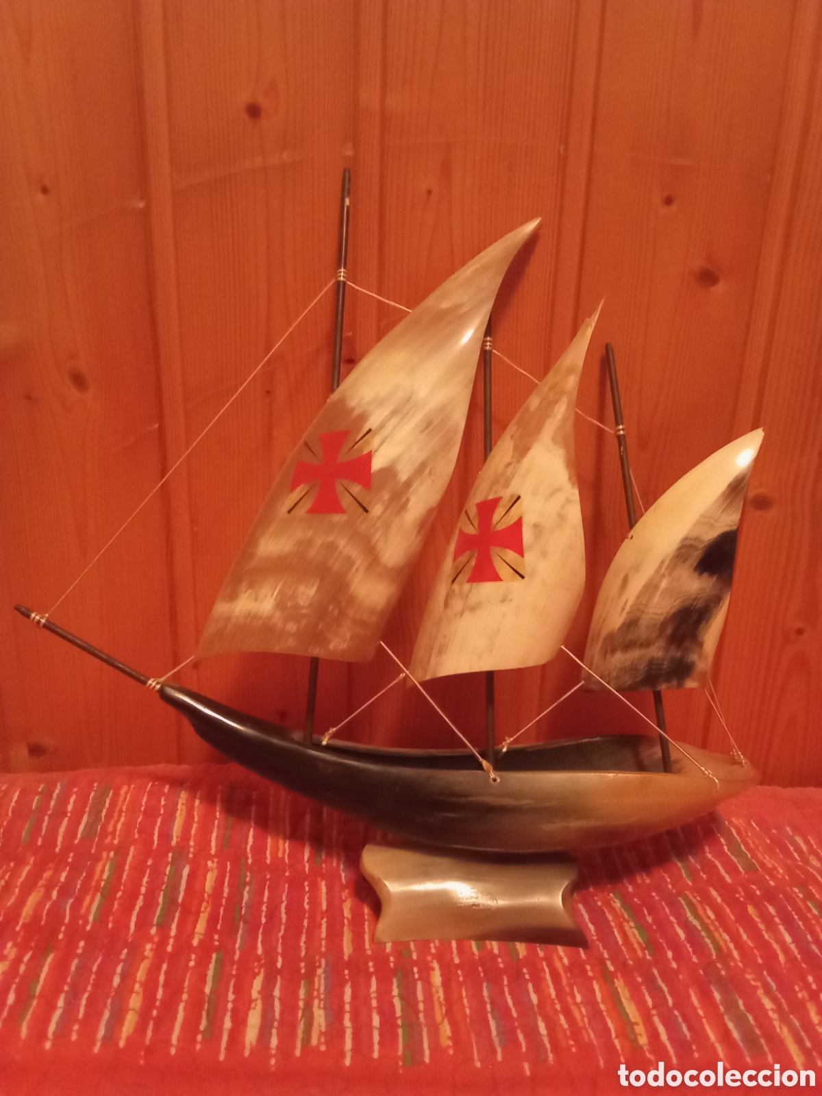 Otros objetos de arte: FIGURA BARCO HECHO CON CONCHAS ANTIGUO - Foto 2