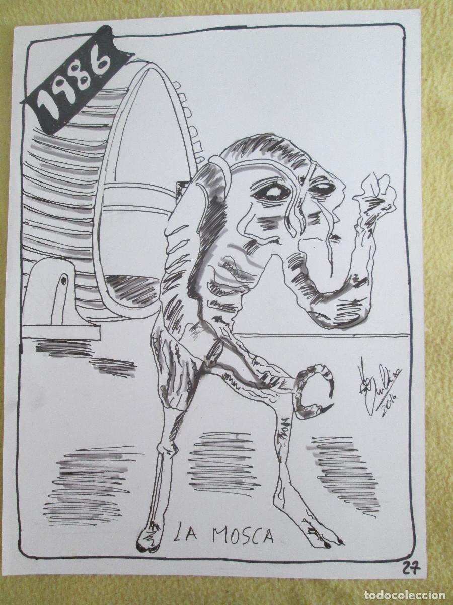 Otros objetos de arte: LAMINA EN TINTA DE PELICULA &rdquo;LA MOSCA&rdquo; - Foto 1