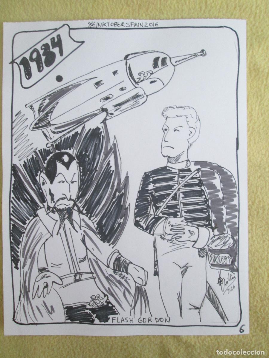 Otros objetos de arte: LAMINA EN TINTA DE PELICULA &rdquo;FLASH GORDON&rdquo; - Foto 1