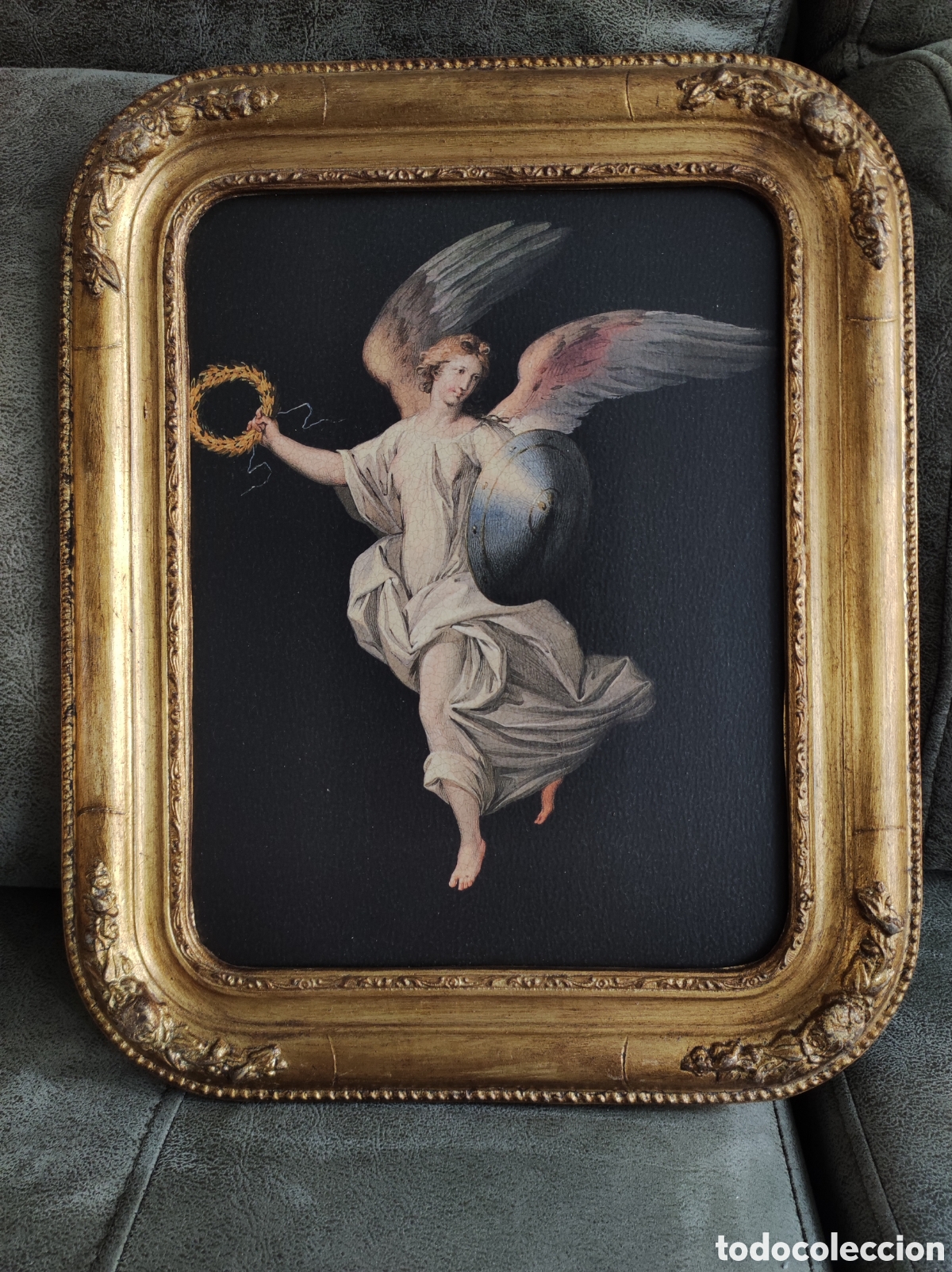 Otros objetos de arte: CUADRO DORADO CON FIGURA DE &Aacute;NGEL - Foto 1