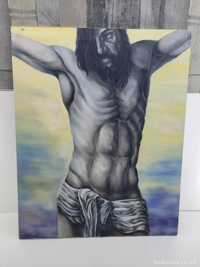 Otros objetos de arte: LIENZO PINTADO A MANO DE JES&Uacute;S - Foto 1
