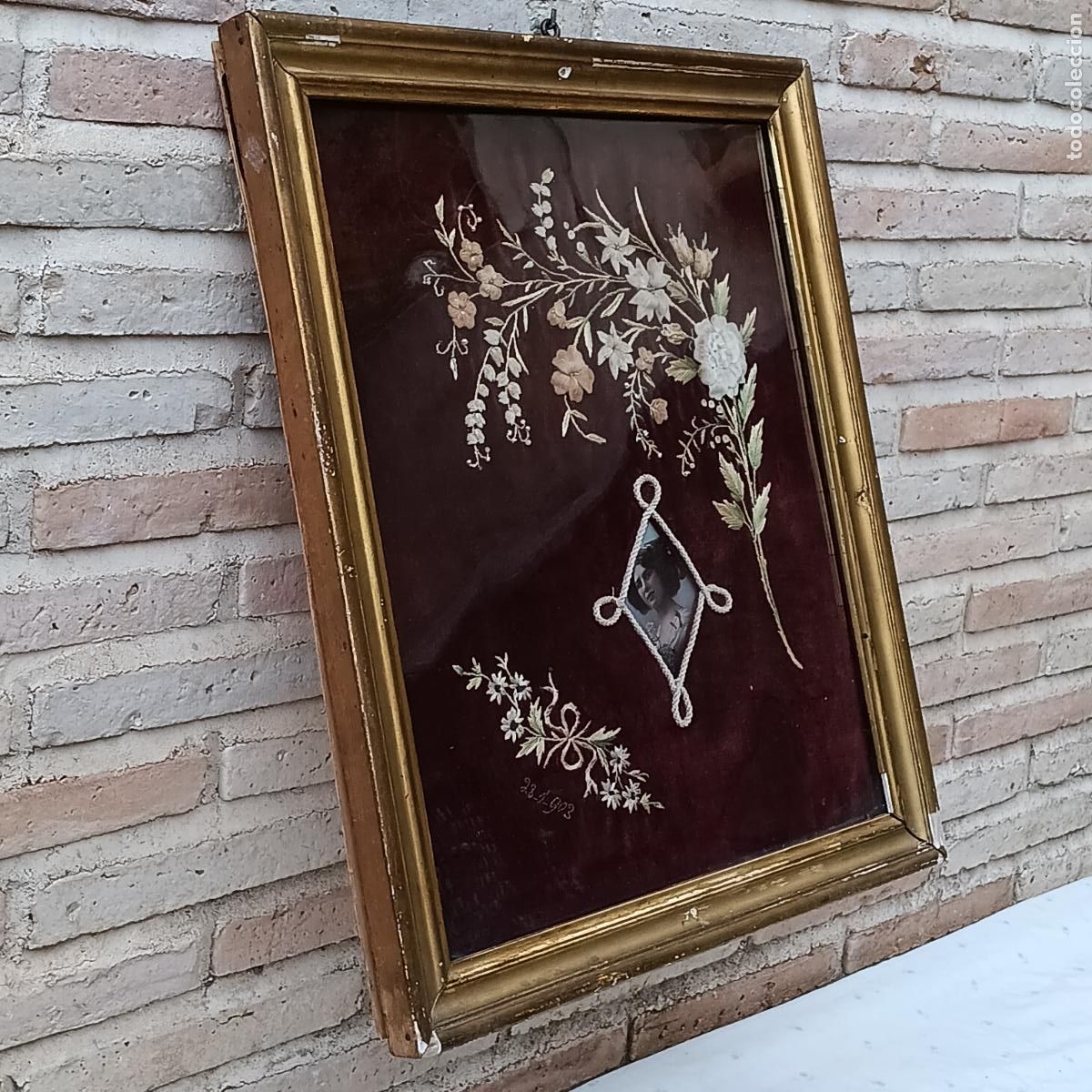 Otros objetos de arte: CUADRO ROMANTICO BORDADO - 28 - 1 - 903. - Foto 2