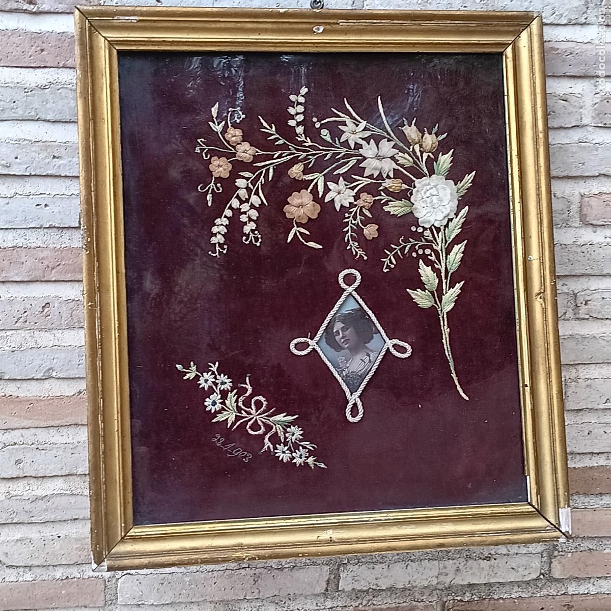Otros objetos de arte: CUADRO ROMANTICO BORDADO - 28 - 1 - 903. - Foto 1