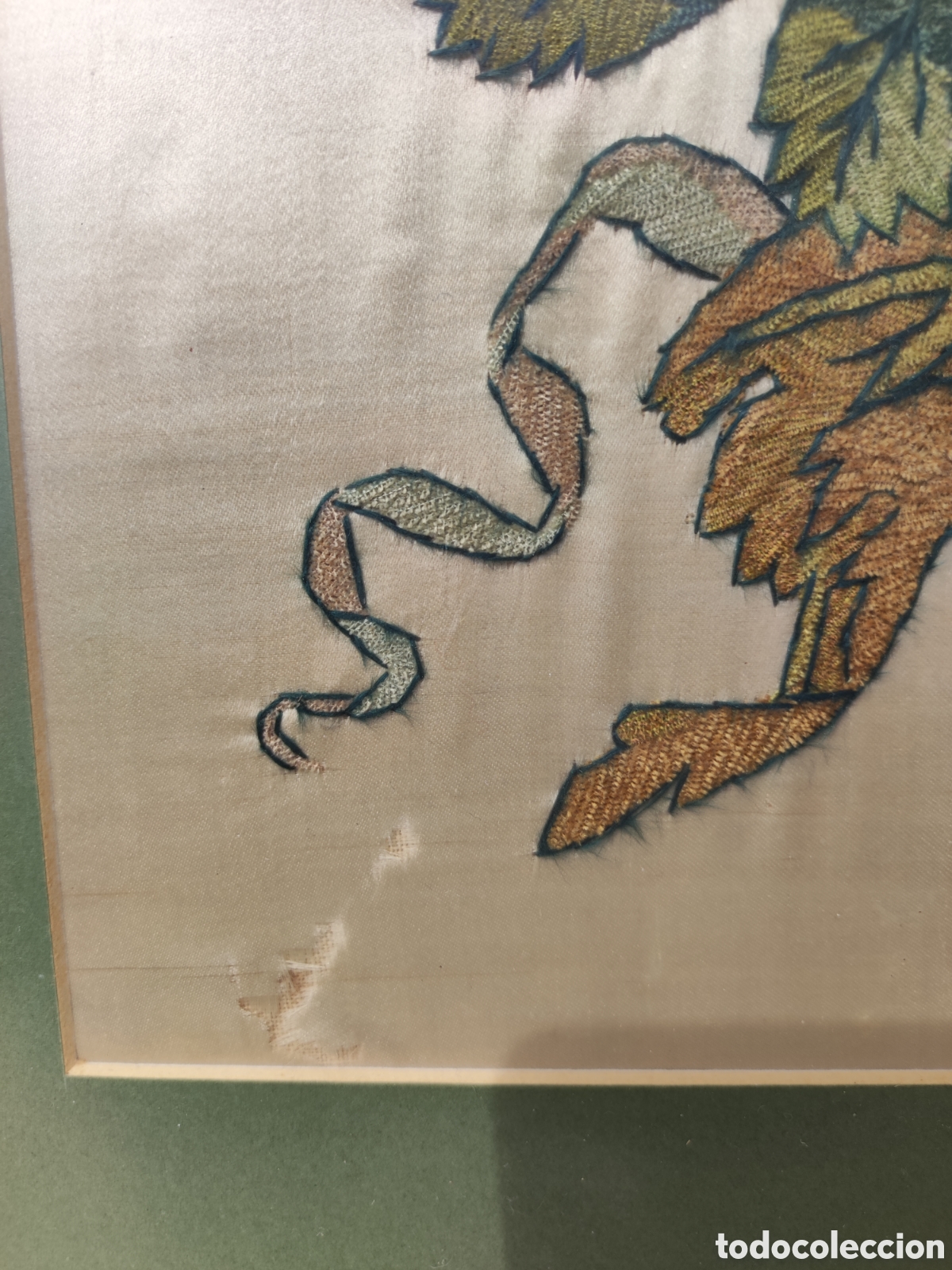 Otros objetos de arte: Seda bordada antigua enmarcada - Foto 4