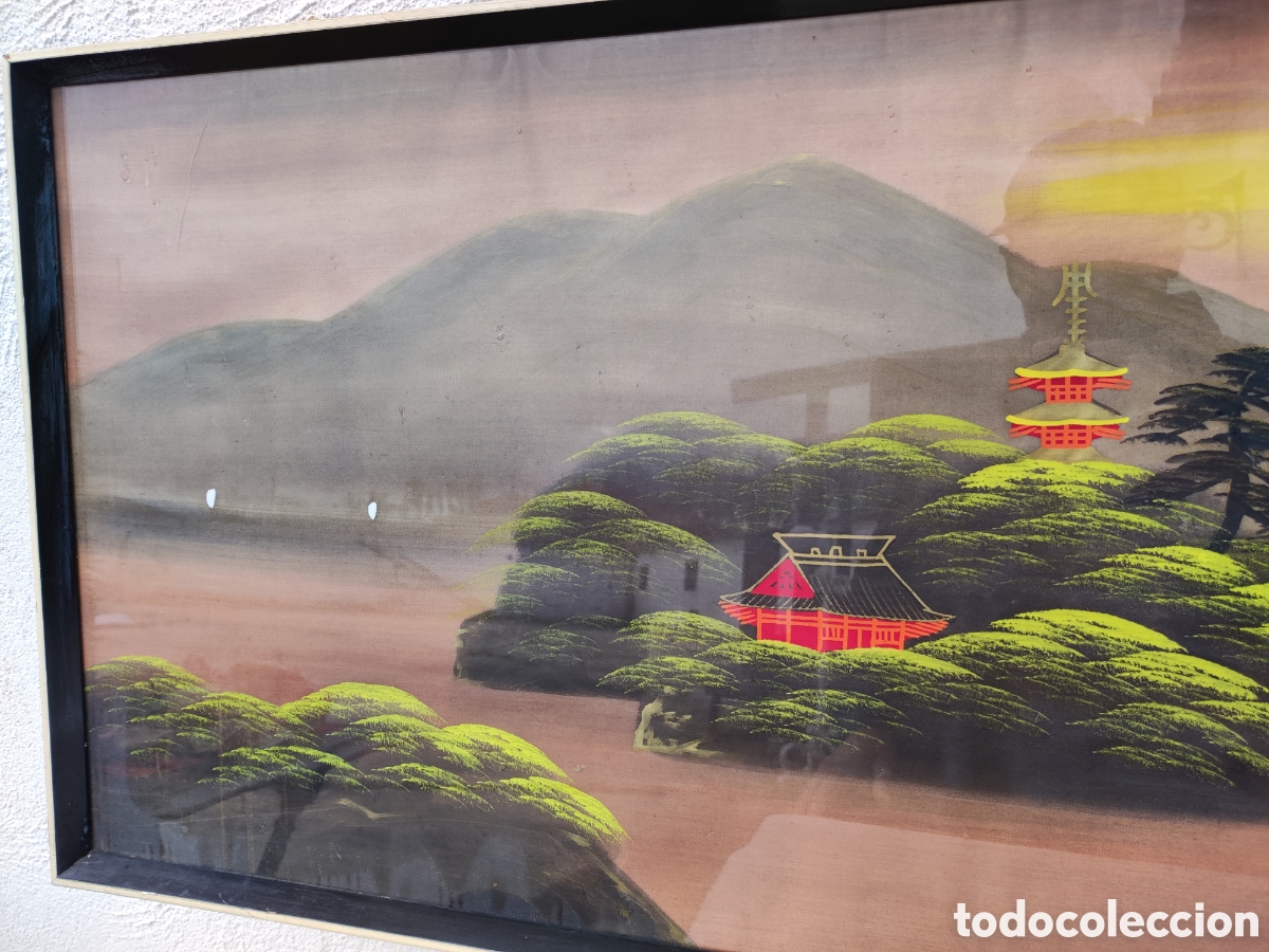 Otros objetos de arte: Paisaje oriental firmado - Foto 2