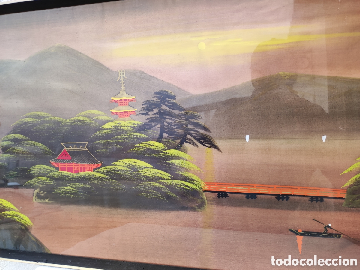 Otros objetos de arte: Paisaje oriental firmado - Foto 3