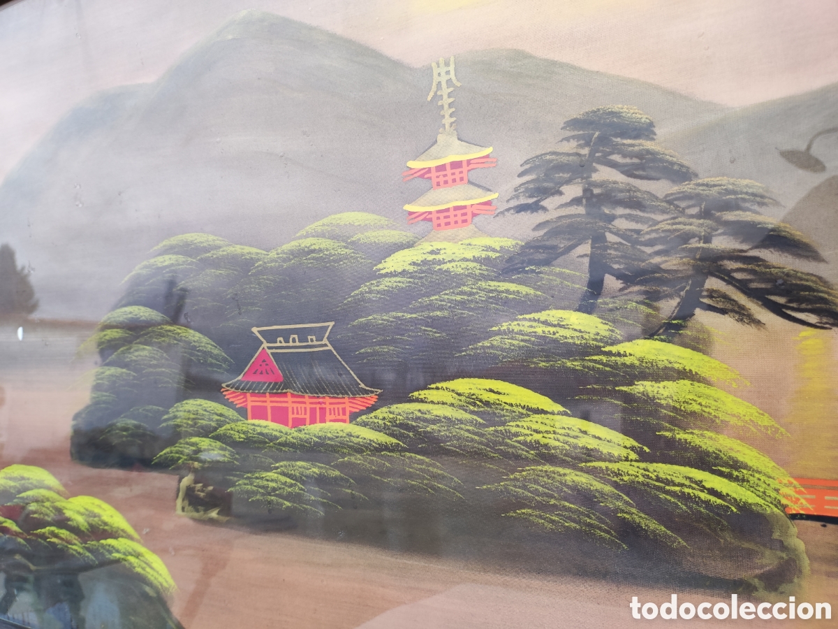 Otros objetos de arte: Paisaje oriental firmado - Foto 5