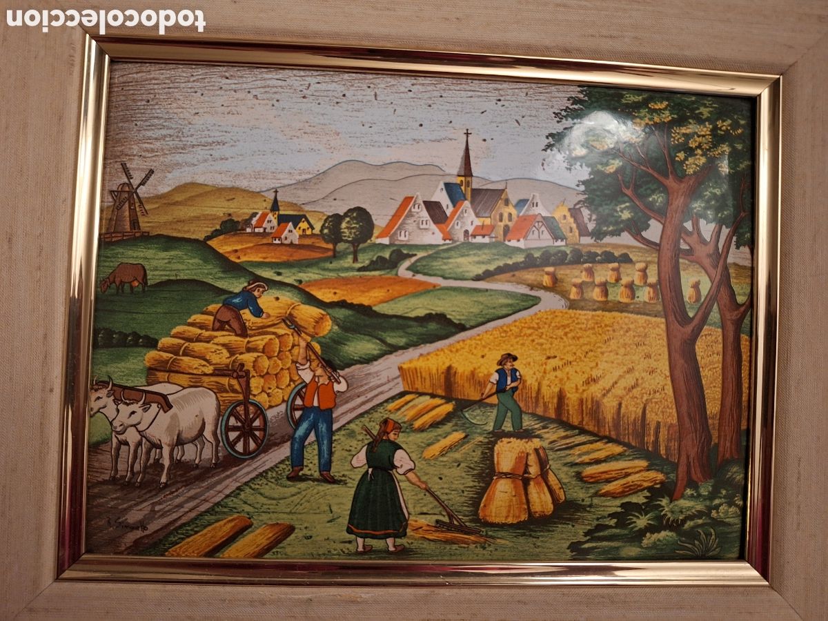 Otros objetos de arte: Cuadro con paisaje sobre metal - Foto 2