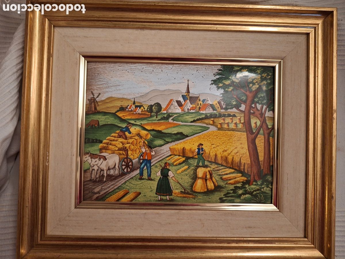 Otros objetos de arte: Cuadro con paisaje sobre metal - Foto 1