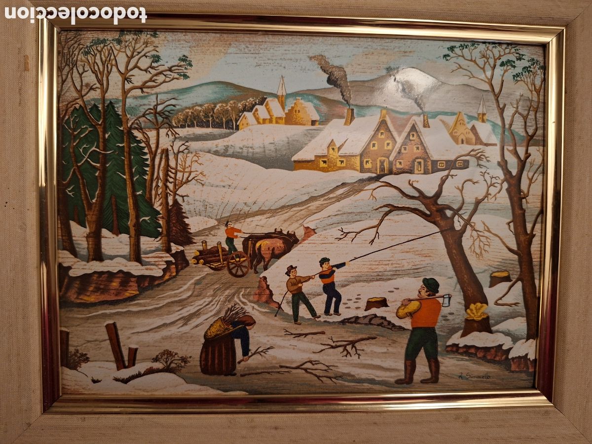 Otros objetos de arte: Cuadro con paisaje sobre metal - Foto 2
