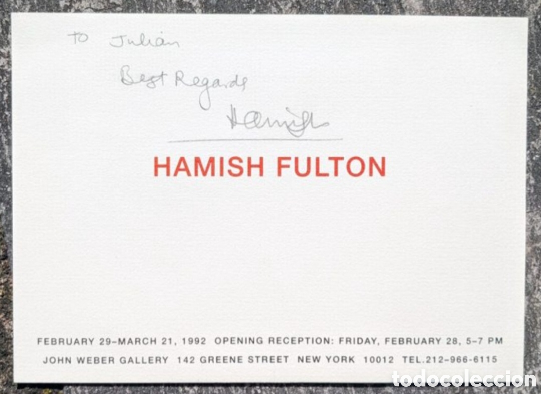 Otros objetos de arte: Hamish fulton postcard signed - Foto 2