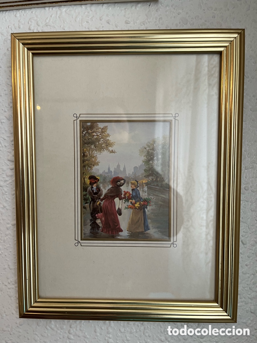 Otros objetos de arte: Cuadro antiguo 3 mujeres y flores - Foto 1