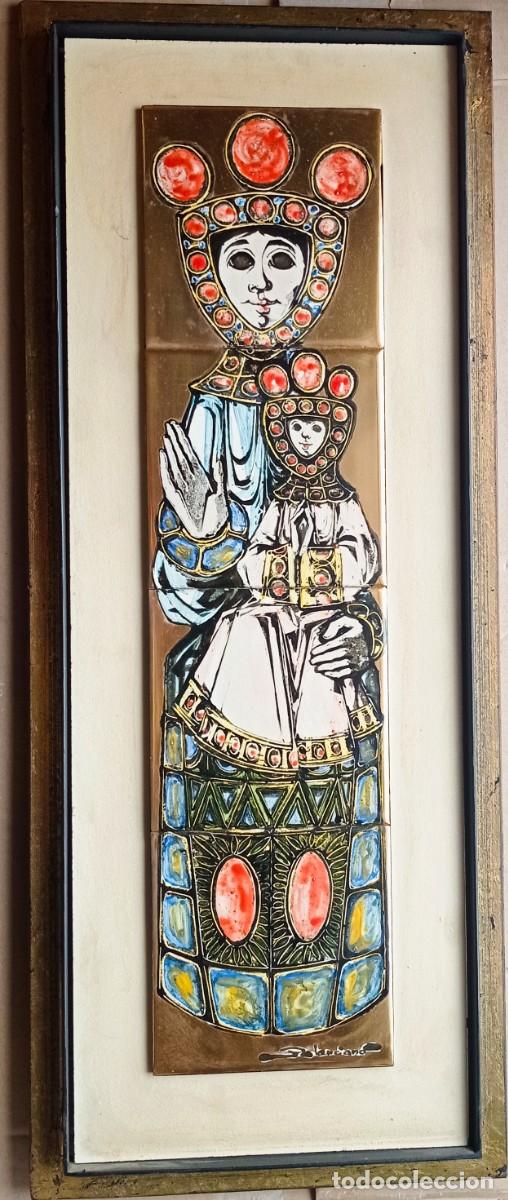 Otros objetos de arte: Cuadro cer&aacute;mico Palenciano Virgen - Foto 1