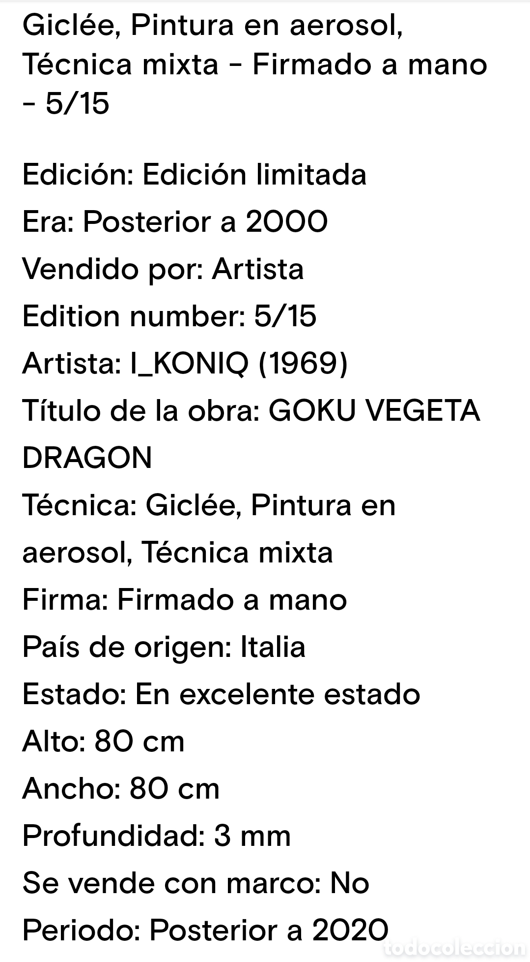 Otros objetos de arte: N 43 GOKU Y VEGETA DRAG&Oacute;N - Foto 4