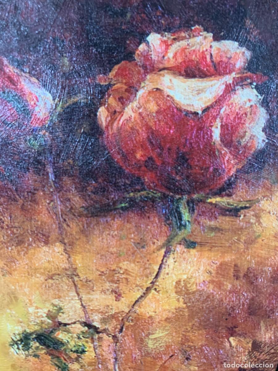 Otros objetos de arte: CUADRO PAREJA DE LAMINAS TELA SOBRE TABLA &rdquo;LA ROSA&rdquo;. - Foto 1