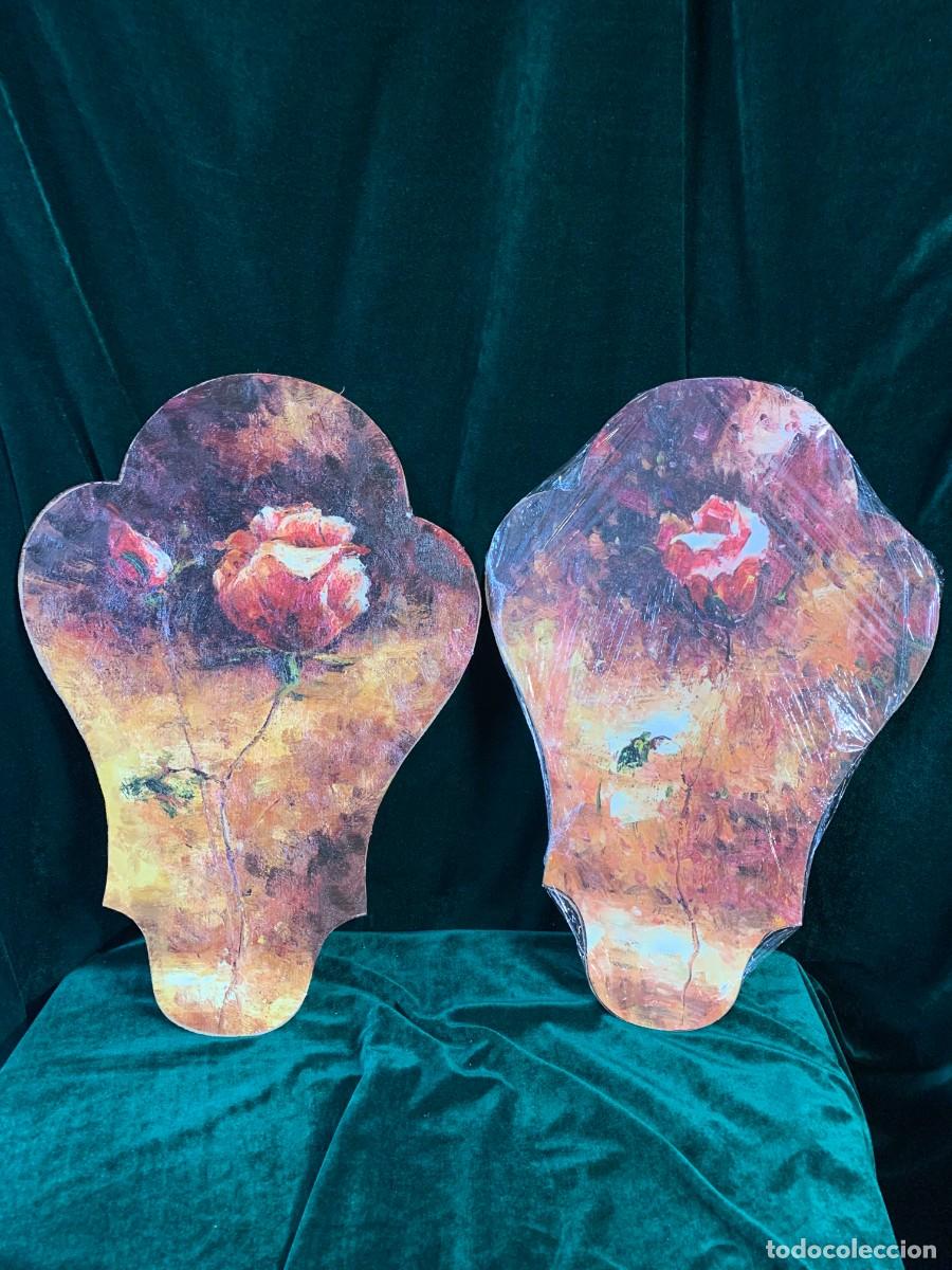 Otros objetos de arte: CUADRO PAREJA DE LAMINAS TELA SOBRE TABLA &rdquo;LA ROSA&rdquo;. - Foto 2