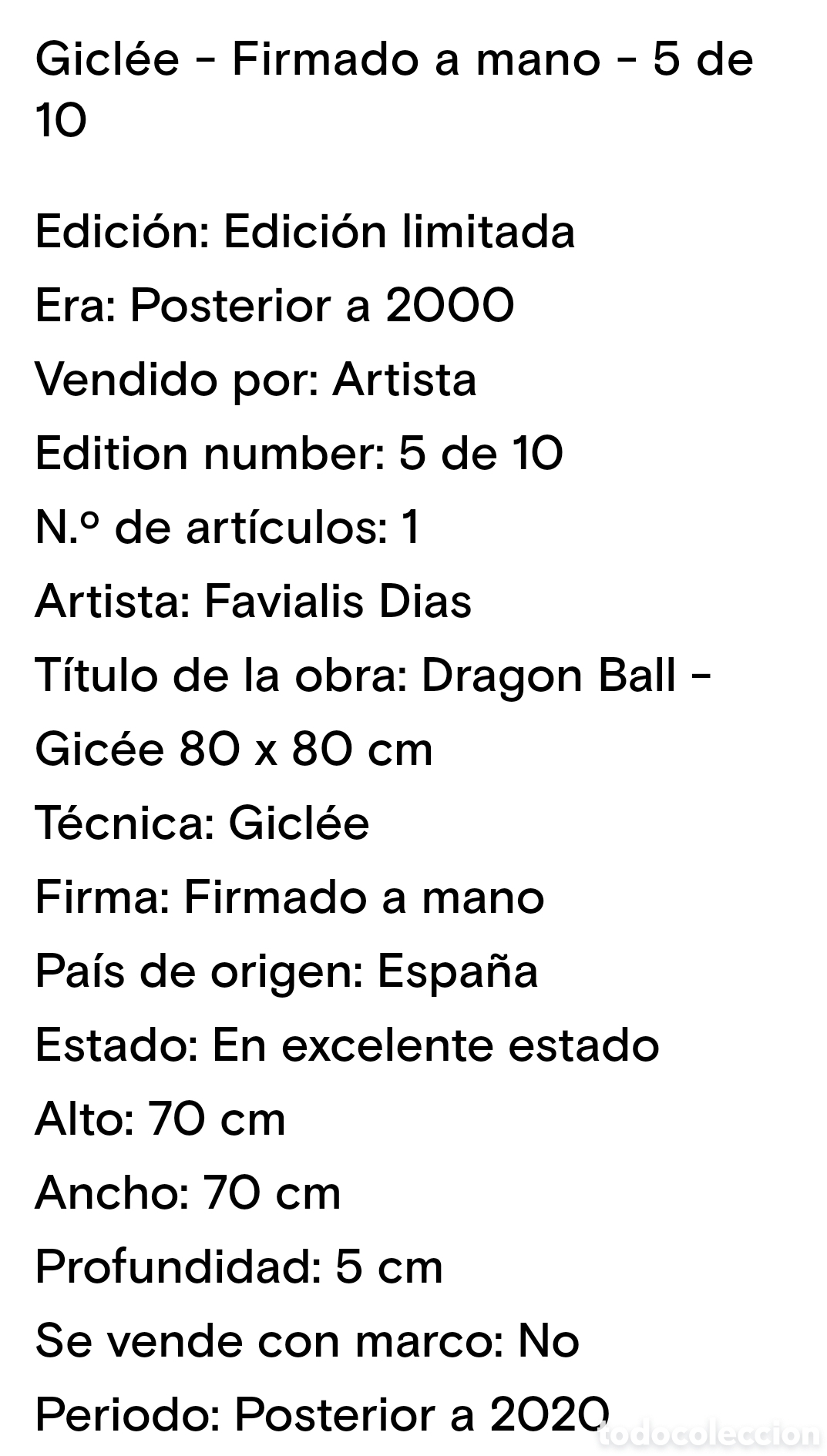 Otros objetos de arte: N 32 DRAG&Oacute;N BALL 80 CM X 80 CM - Foto 9