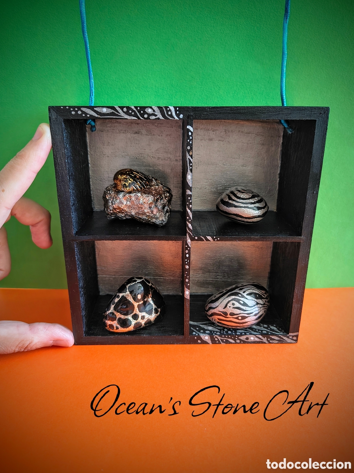 Otros objetos de arte: Caja Pintada a Mano con Piedras Pintadas - Foto 2