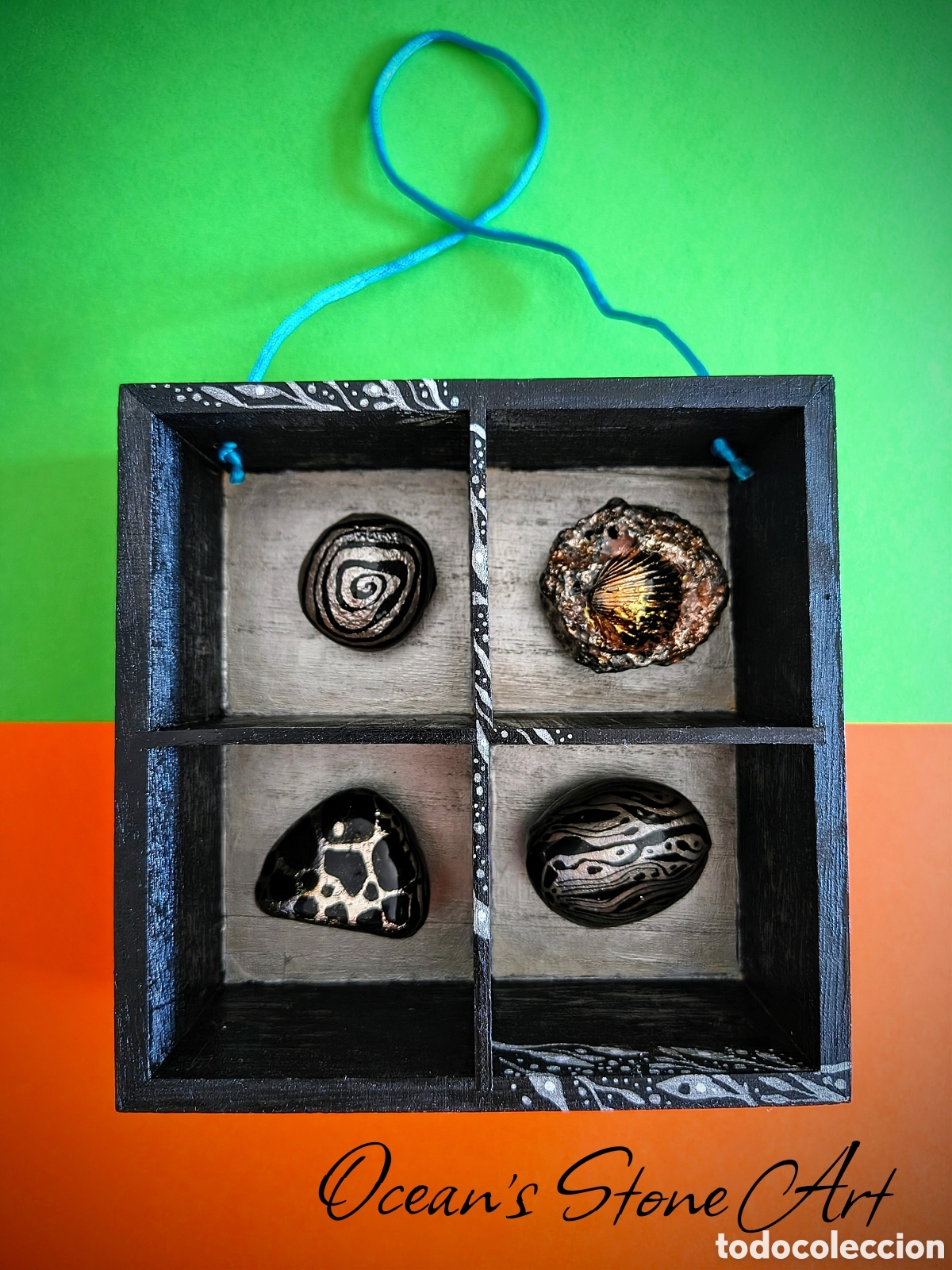Otros objetos de arte: Caja Pintada a Mano con Piedras Pintadas - Foto 1
