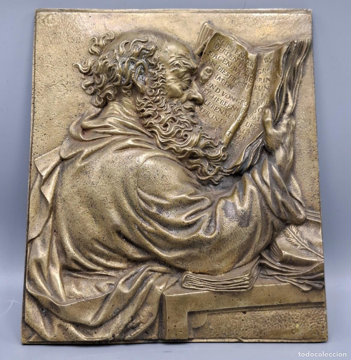 Otros objetos de arte: + PLACA DE BRONCE EN ALTORRELIEVE - PITAGORAS - PIEZA DE DE COLECCION - Foto 1