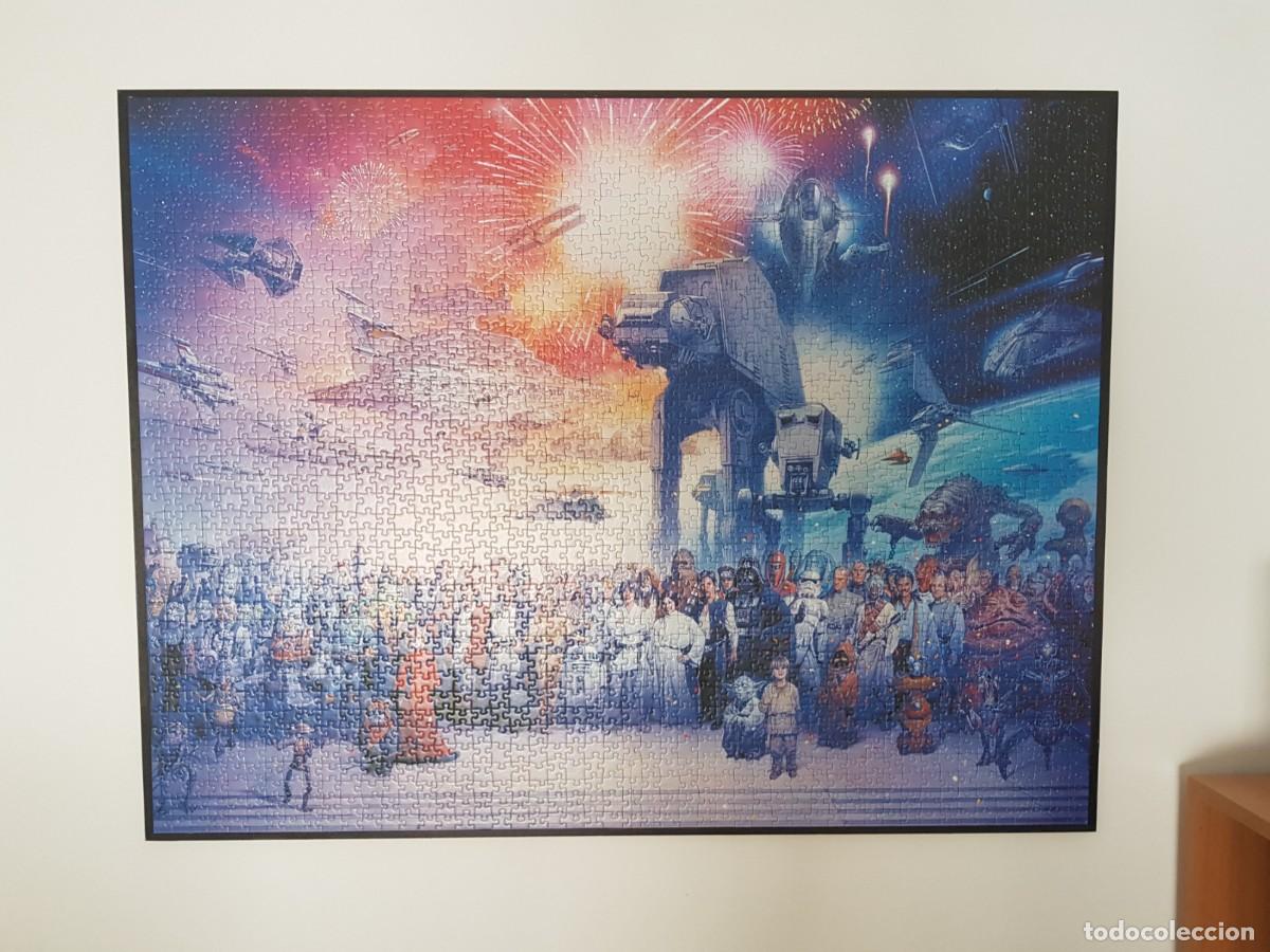 Otros objetos de arte: Cuadro puzzle de Star Wars de 2000 piezas montado y pegado sobre MD - Foto 1