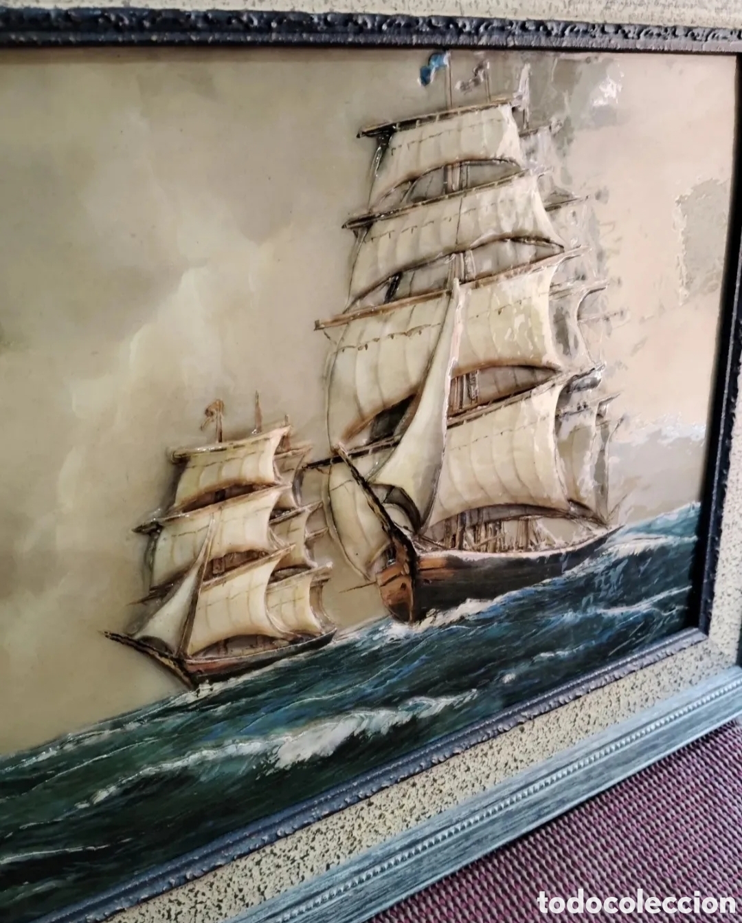 Otros objetos de arte: Cuadro tridimensional motivo barcos. - Foto 5