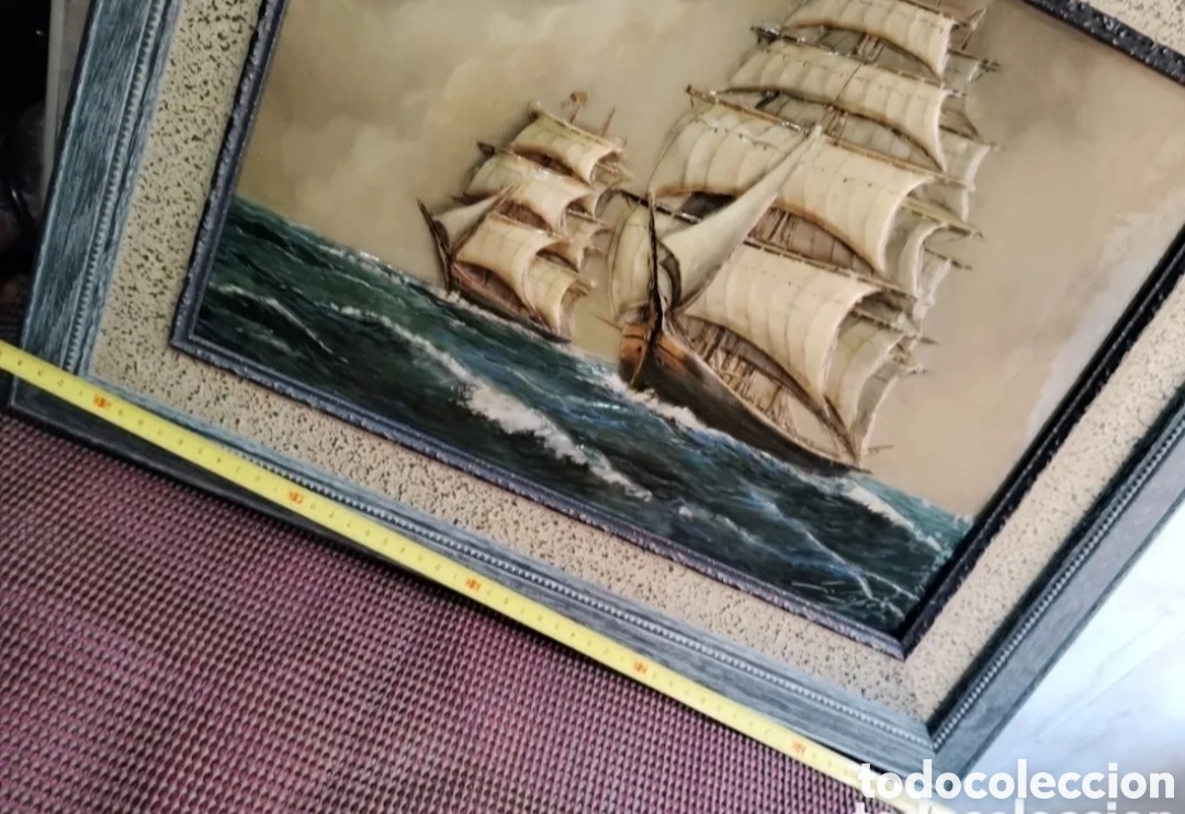 Otros objetos de arte: Cuadro tridimensional motivo barcos. - Foto 7