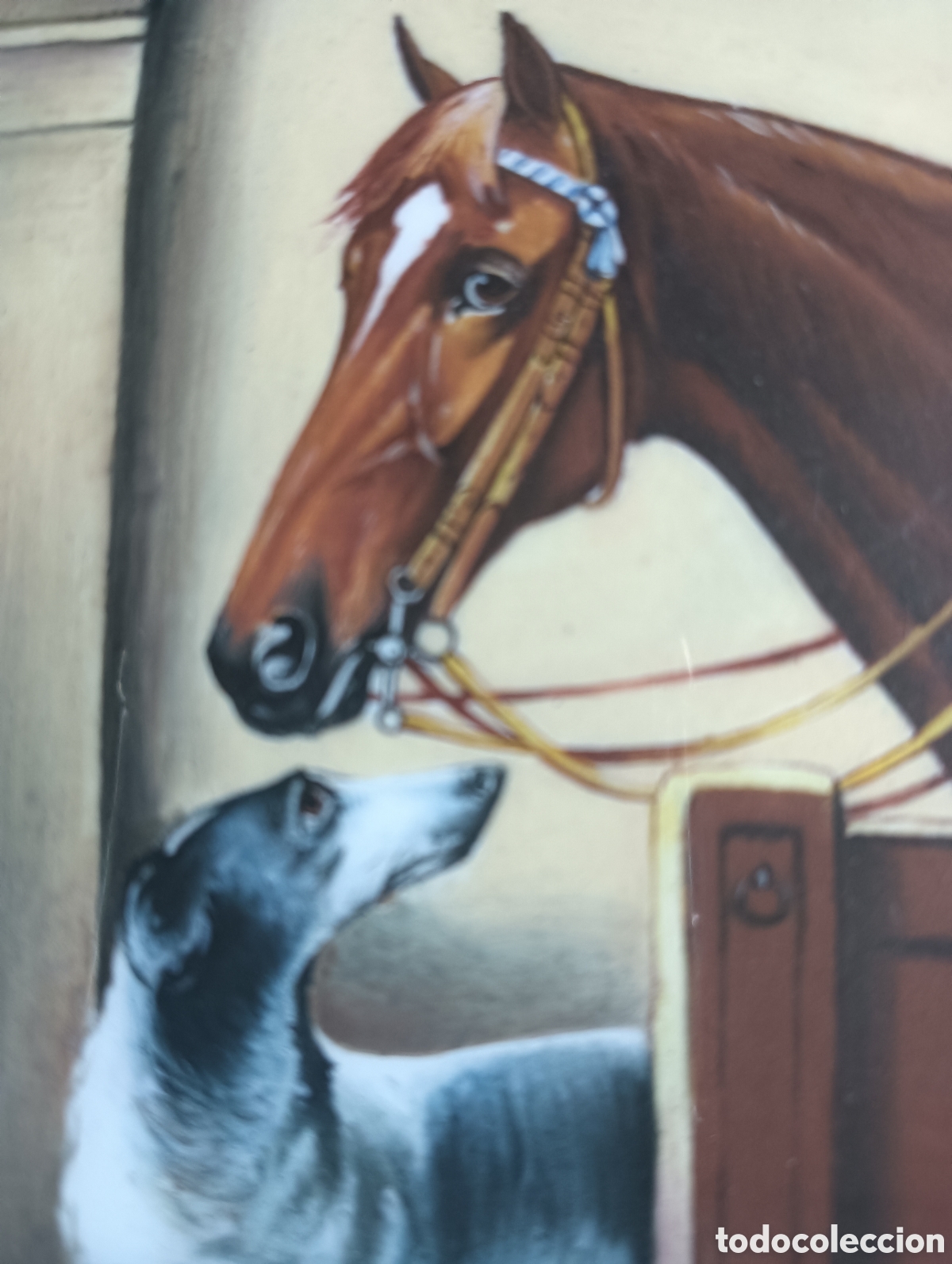 Otros objetos de arte: Pitillera esmaltada con una escena de perro y caballo - Foto 2