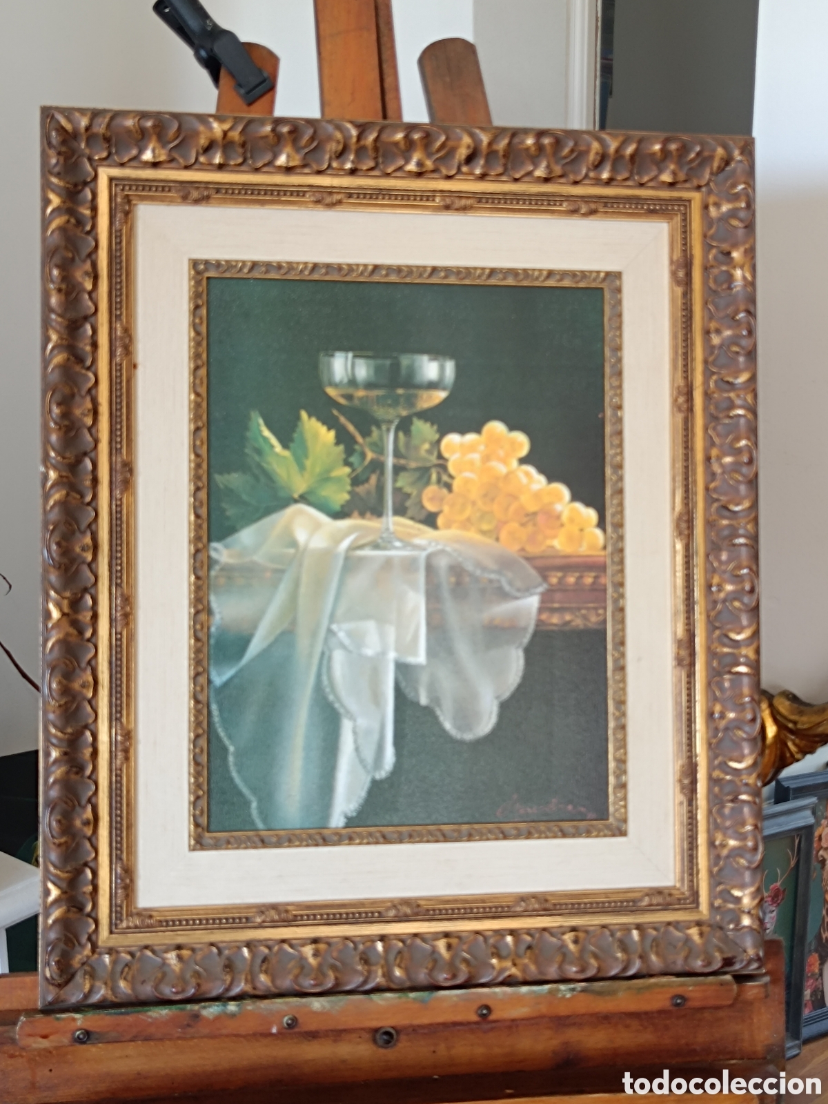 Otros objetos de arte: Cuadro Bodeg&oacute;n con Uvas y Copa -Marco Cl&aacute;sico Decorativo - Foto 5