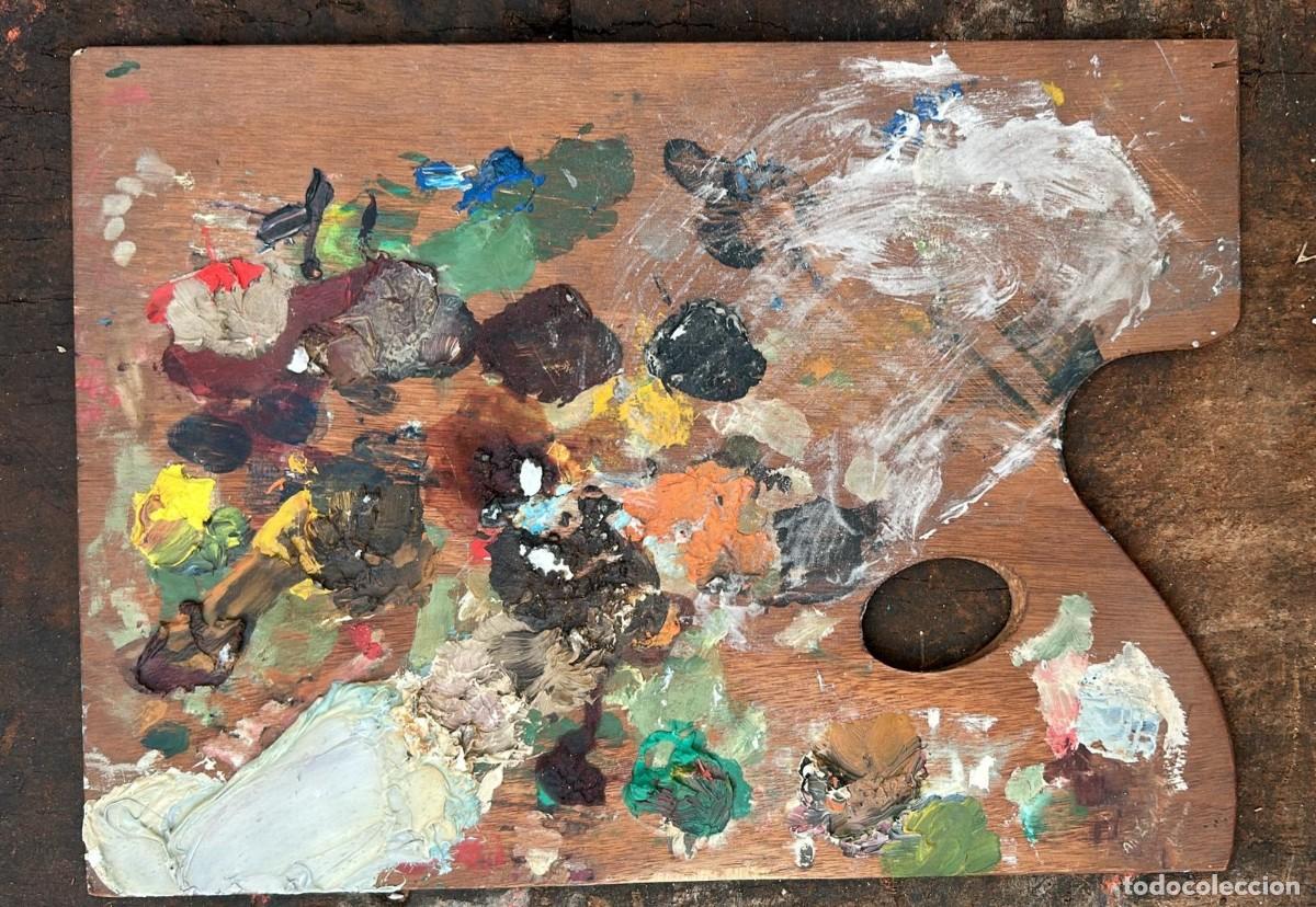 Otros objetos de arte: PALETA ANTIGUA DE PINTOR DE 34 X 24 CMS. - Foto 1