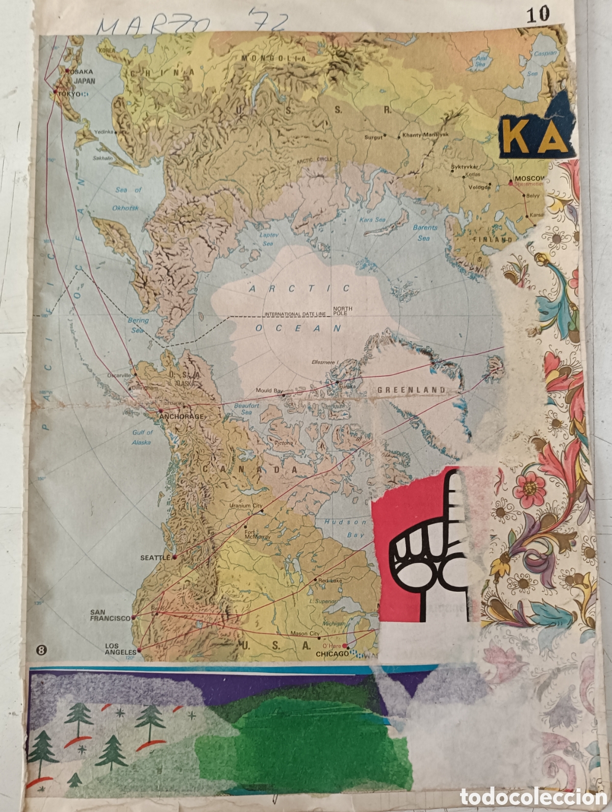 Otros objetos de arte: Collage sobre papel de libro de cuentas - Foto 1