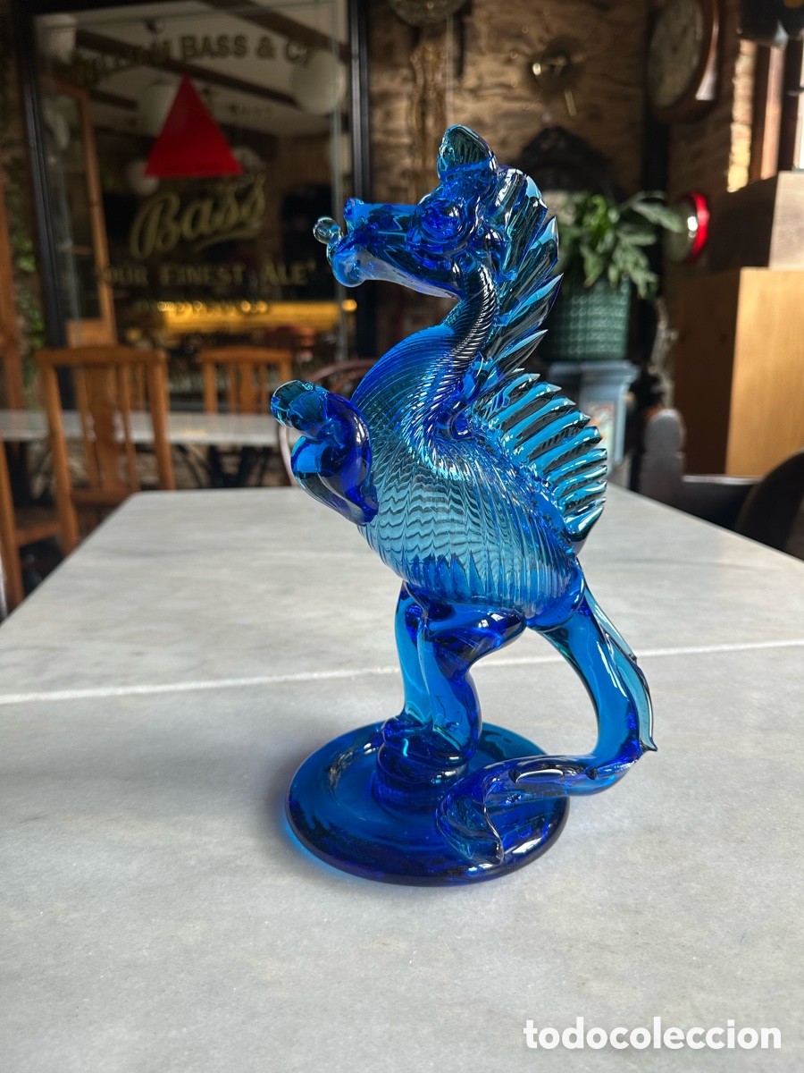 Otros objetos de arte: Drag&oacute;n cristal soplado azul Murano - Foto 2