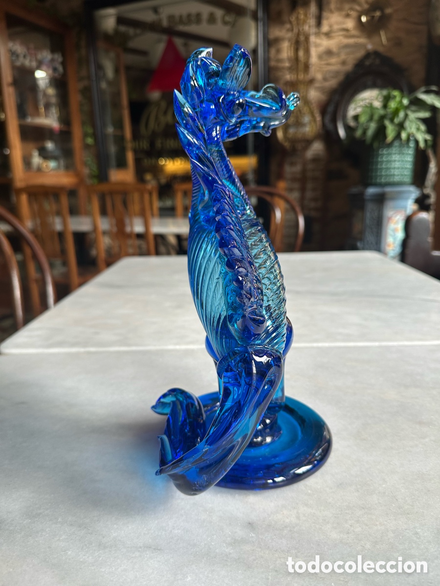 Otros objetos de arte: Drag&oacute;n cristal soplado azul Murano - Foto 3