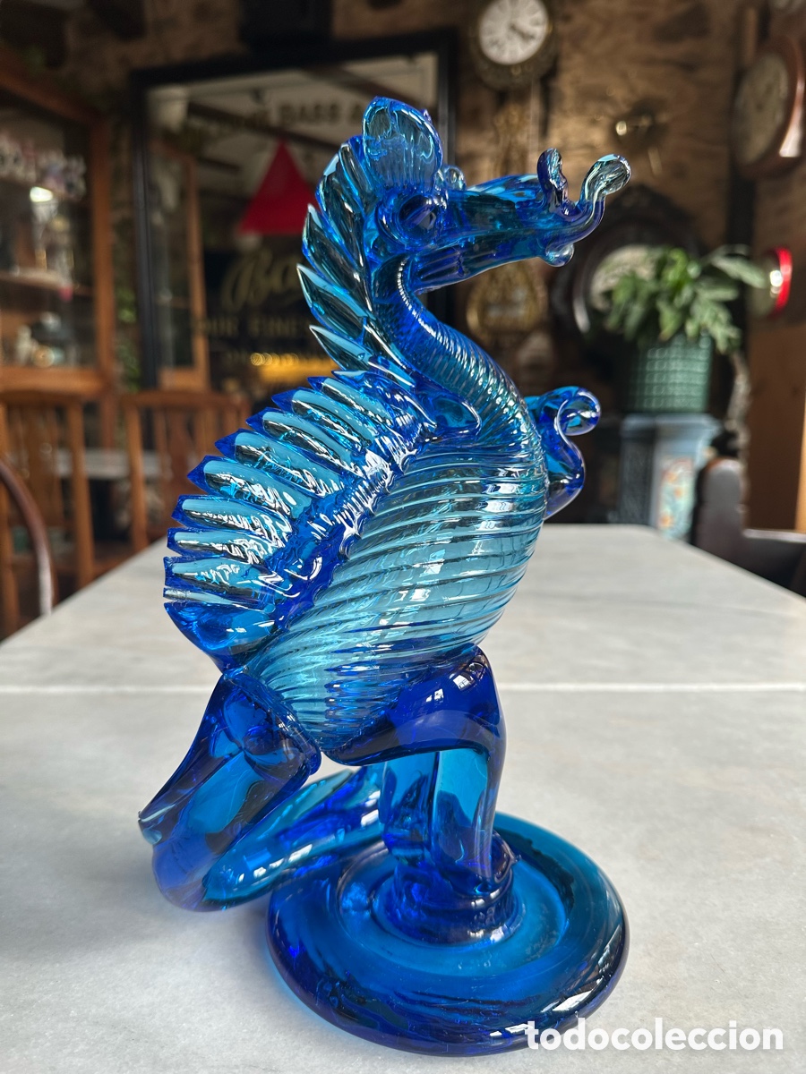 Otros objetos de arte: Drag&oacute;n cristal soplado azul Murano - Foto 1